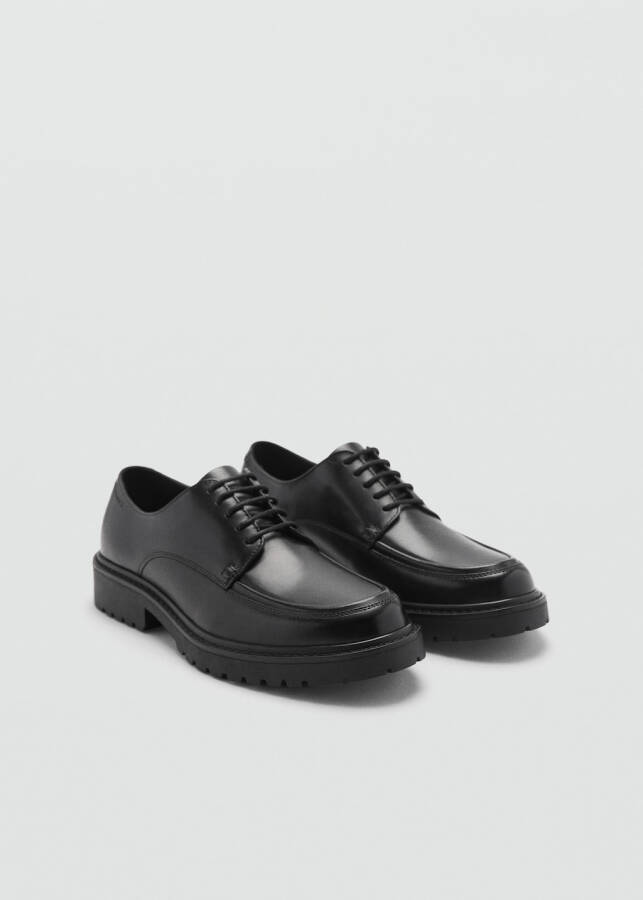 Black leather blucher shoes - 2