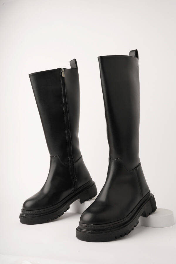 Black leather boots - 4