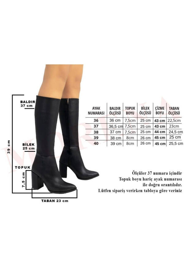 Black leather heeled boots. - 3