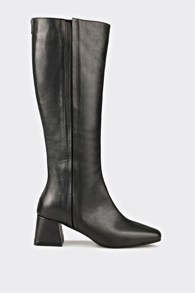 Black leather women's boots - 1