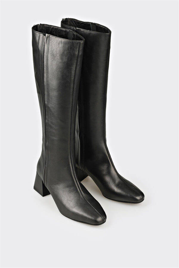 Black leather women's boots - 2