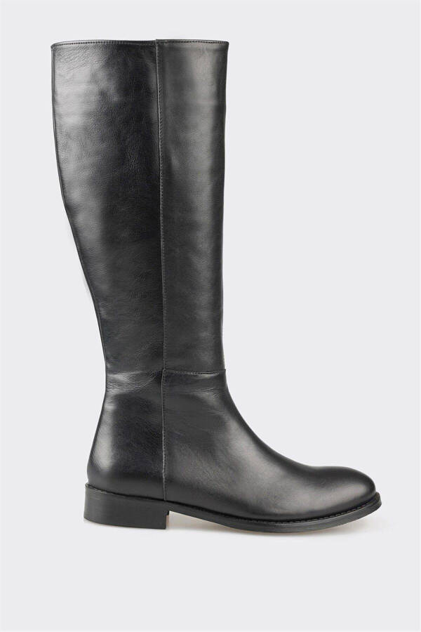 Black leather women's boots - 1