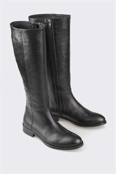 Black leather women's boots - 2