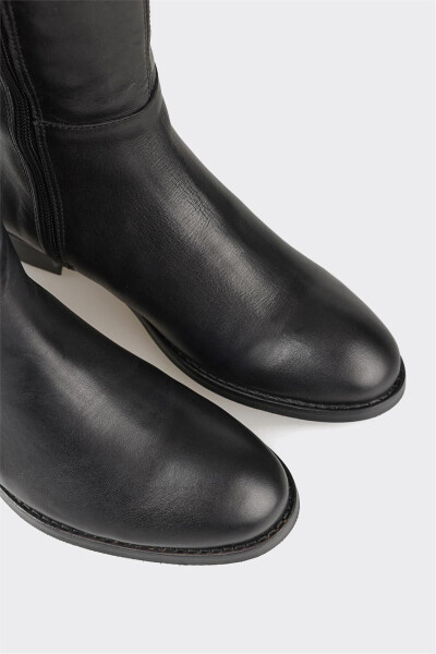 Black leather women's boots - 4