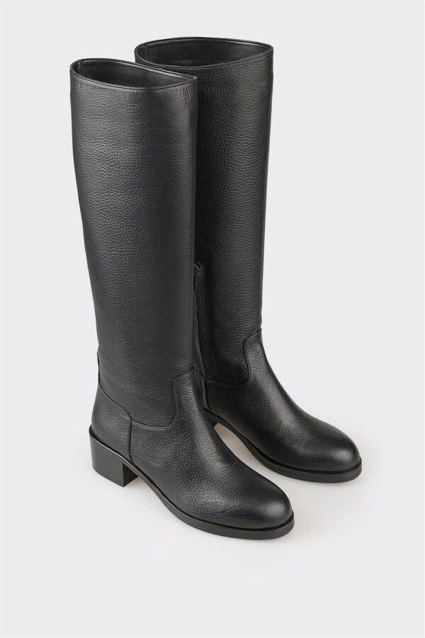 Black leather women's boots - 2