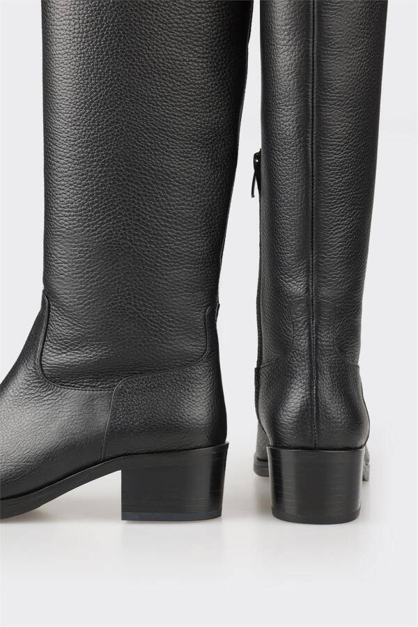 Black leather women's boots - 4