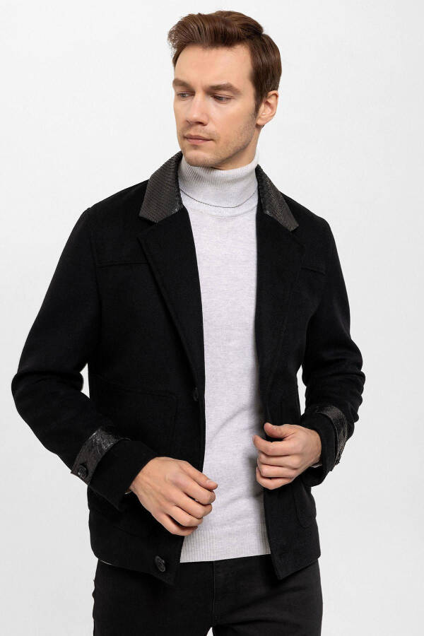 Black Lupan Cashmere Fabric Men's Jacket - 2