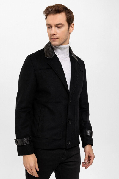 Black Lupan Cashmere Fabric Men's Jacket - 3