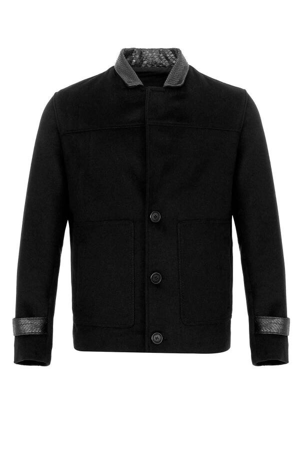 Black Lupan Cashmere Fabric Men's Jacket - 7