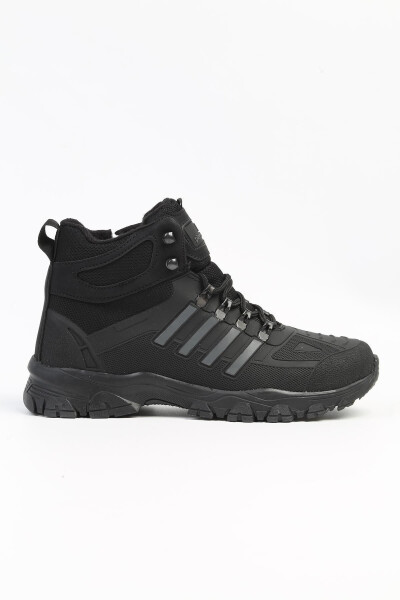 Black men's boots with side zipper and laces. - 2