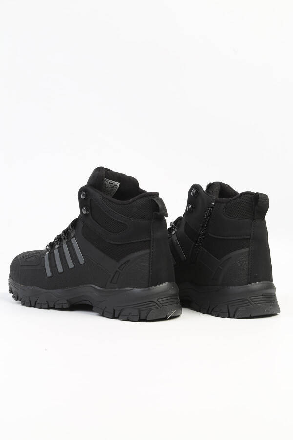 Black men's boots with side zipper and laces. - 3