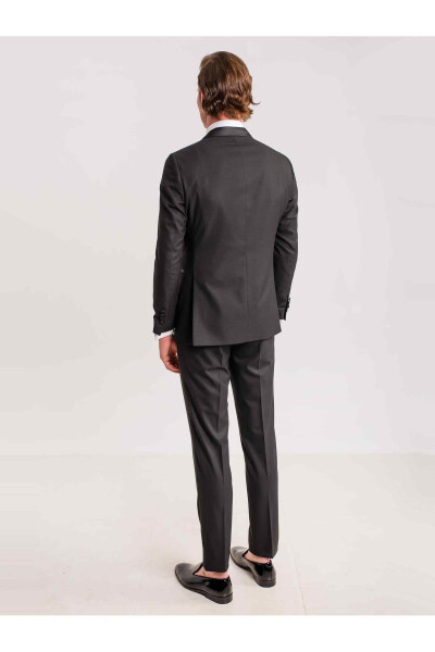 Black Men's Modern Fit Armoured Mono Lapel Tuxedo Suit - 61300 - 11