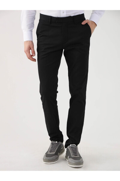 Black Men's Plain Casual Pants - 95282 - 7