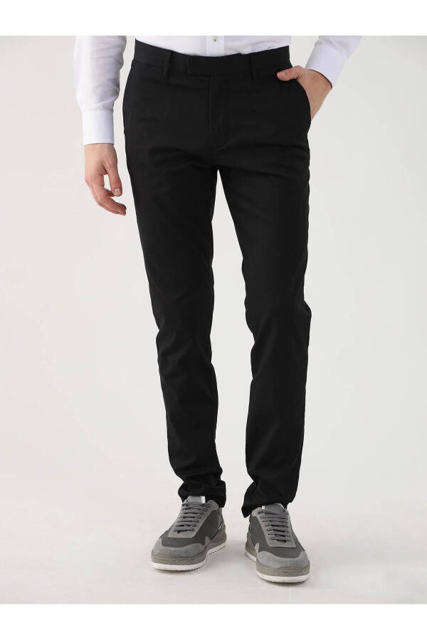 Black Men's Plain Casual Pants - 95282 - 8