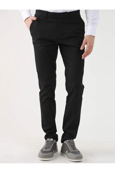 Black Men's Plain Casual Pants - 95282 - 9