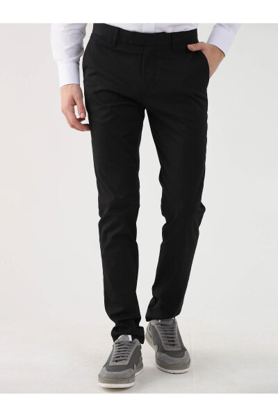 Black Men's Plain Casual Pants - 95282 - 11