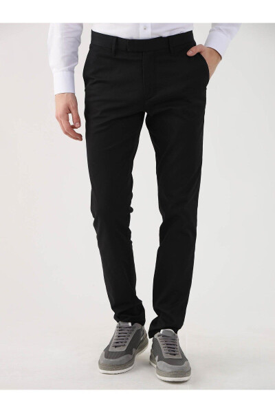 Black Men's Plain Casual Pants - 95282 - 1