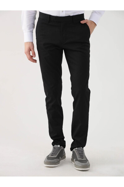 Black Men's Plain Casual Pants - 95282 - 2