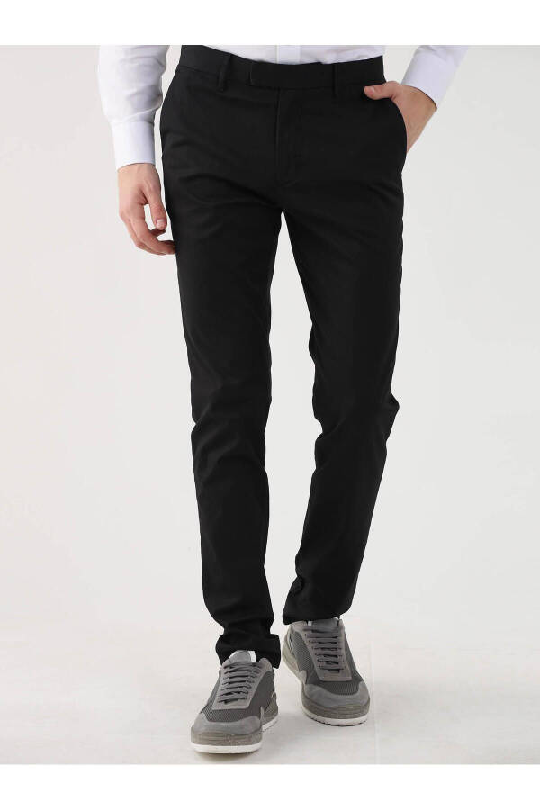 Black Men's Plain Casual Pants - 95282 - 5