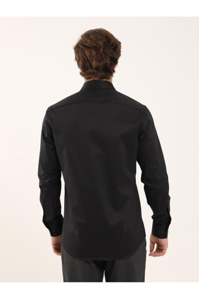 Black Men's Regular Fit Classic Collar Long Sleeve Shirt - 103139 - 15