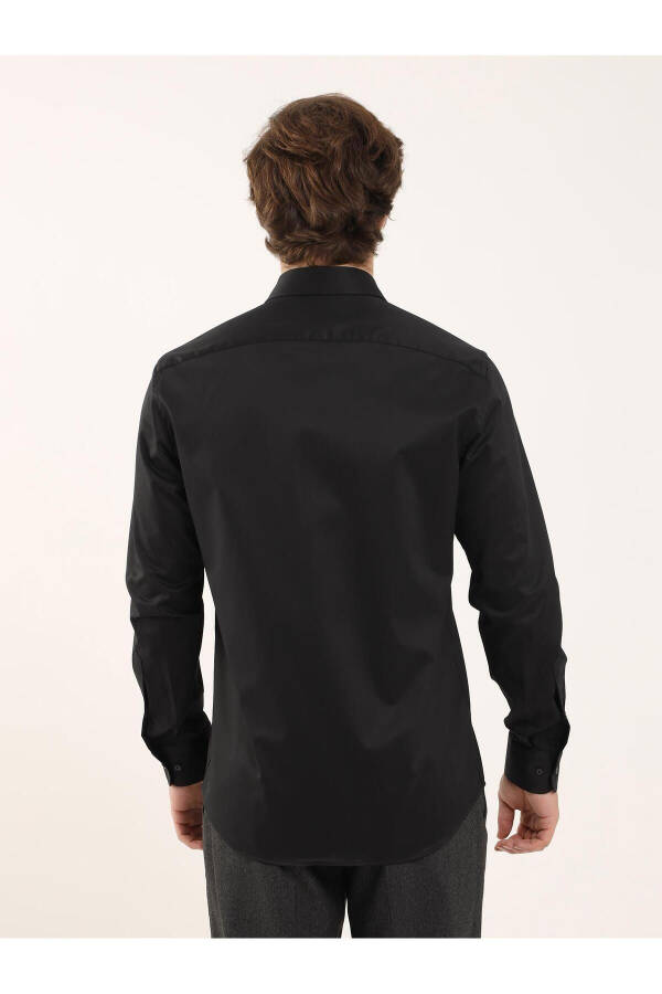 Black Men's Regular Fit Classic Collar Long Sleeve Shirt - 103139 - 10