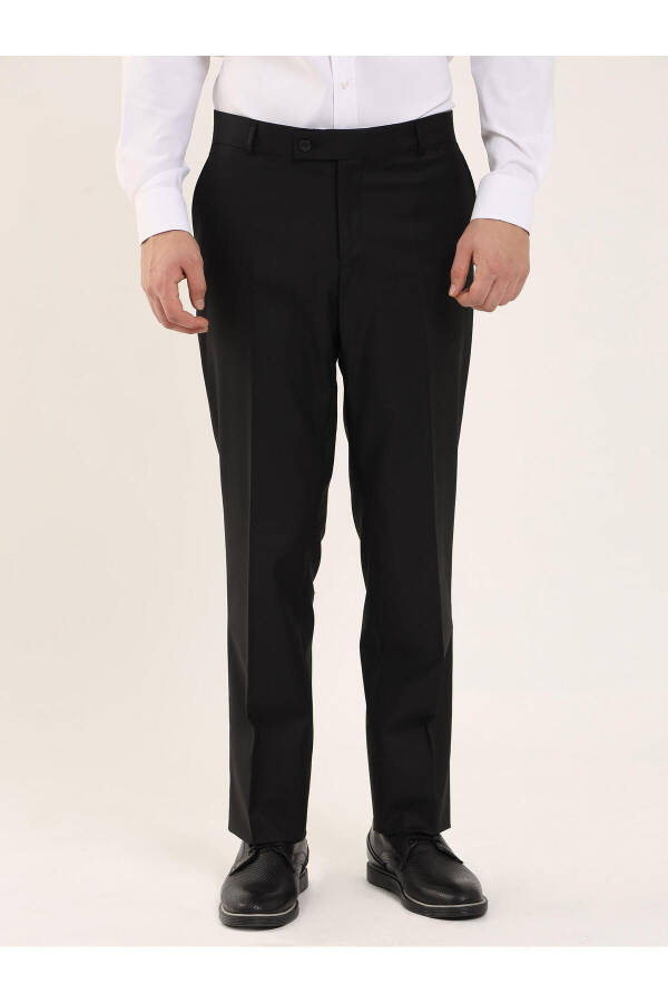 Black Men's Regular Fit Plain Classic Trousers - 96875 - 11