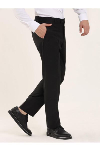 Black Men's Regular Fit Plain Classic Trousers - 96875 - 12