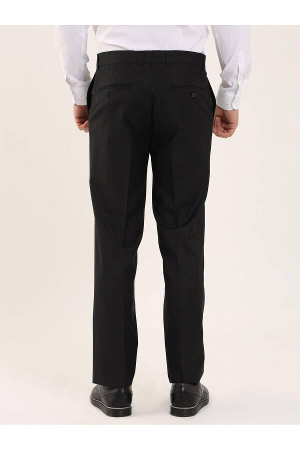 Black Men's Regular Fit Plain Classic Trousers - 96875 - 15