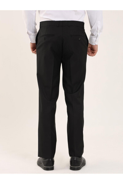 Black Men's Regular Fit Plain Classic Trousers - 96875 - 4