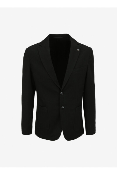 Black Men's Slim Fit Armored Casual Single Breasted Jacket - 97170 - 7