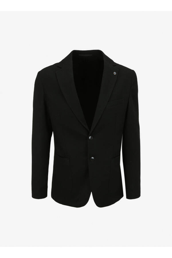 Black Men's Slim Fit Armored Casual Single Breasted Jacket - 97170 - 7