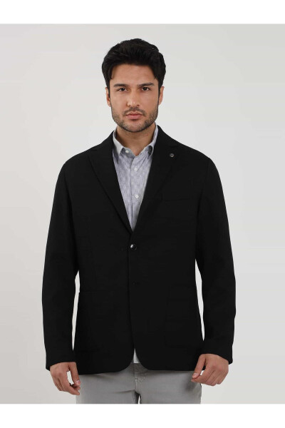 Black Men's Slim Fit Armored Casual Single Breasted Jacket - 97170 - 2