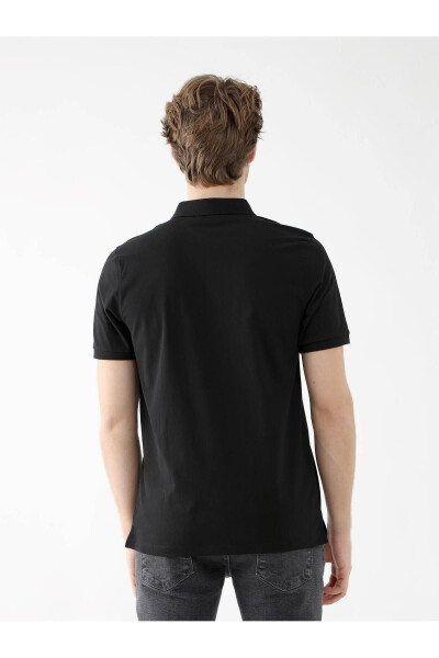 Black Men's Slim Fit Plain Polo T-Shirt - 6