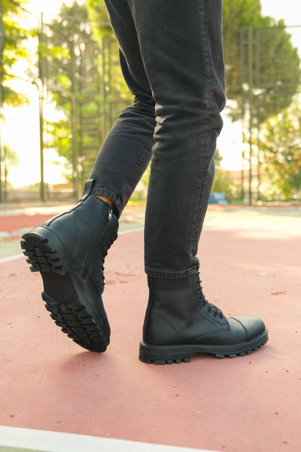 Black Men's Zipper Boots - 4