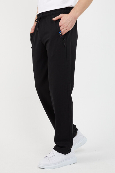 Black Men's Zippered Sweatpants - 2