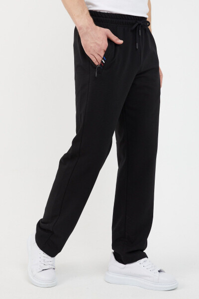 Black Men's Zippered Sweatpants - 3