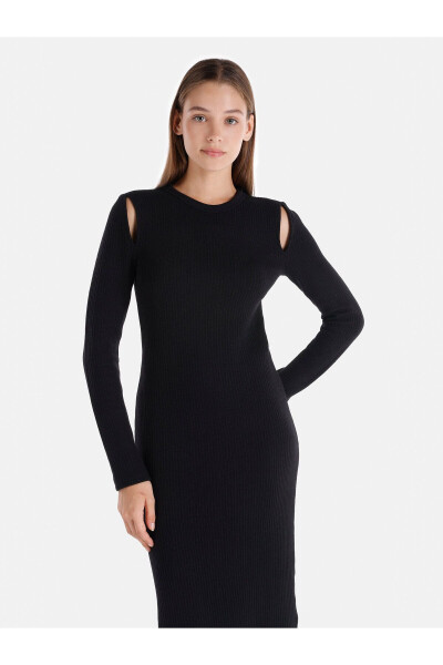 Black midi dress for women - 1