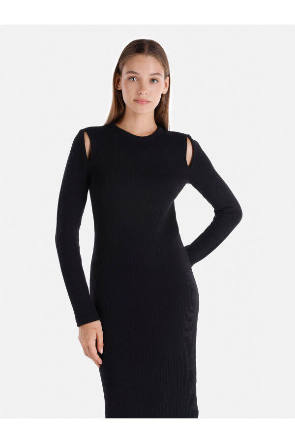 Black midi dress for women - 1