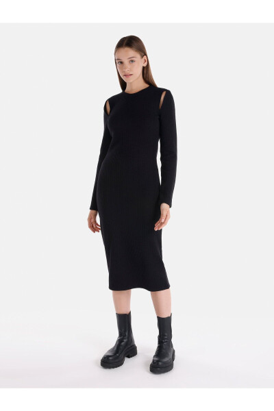 Black midi dress for women - 5