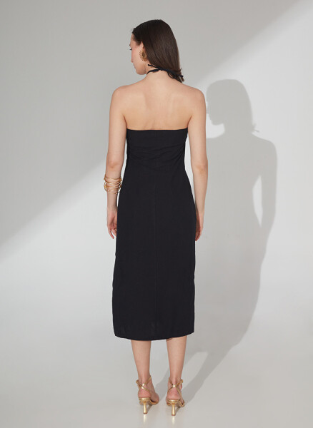 Black midi dress for women - 5