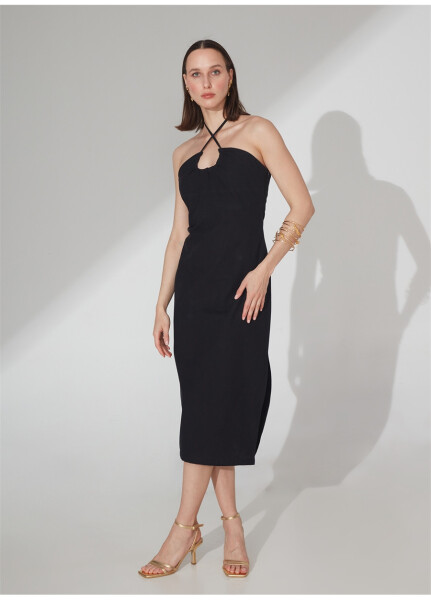 Black midi dress for women - 7