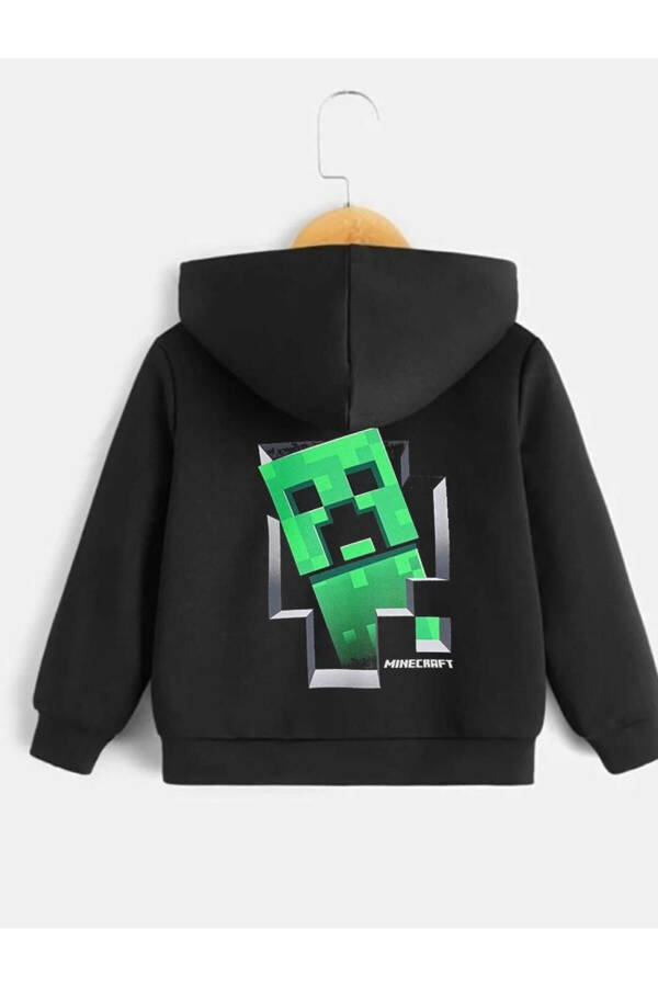 Black Minecraft Back Printed Kids Hoodie - 3