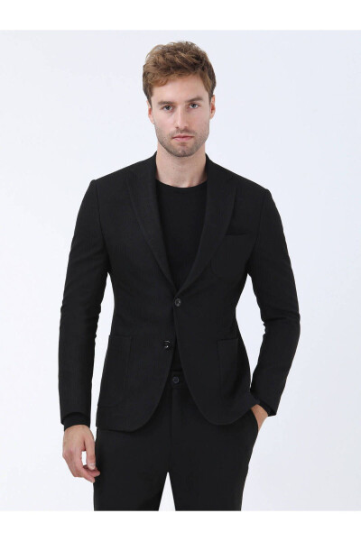 Black Modern Fit Jacket - 1