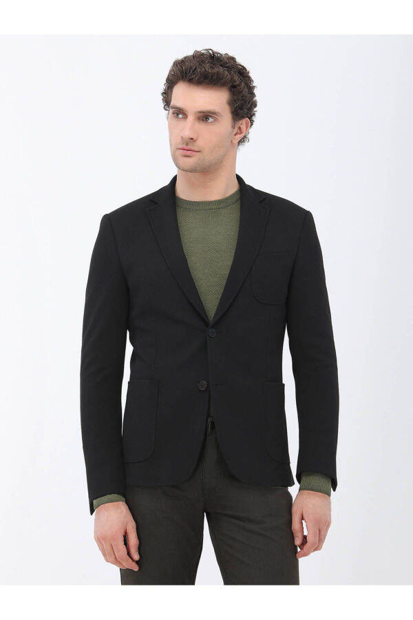 Black Modern Fit Knit Jacket - 6