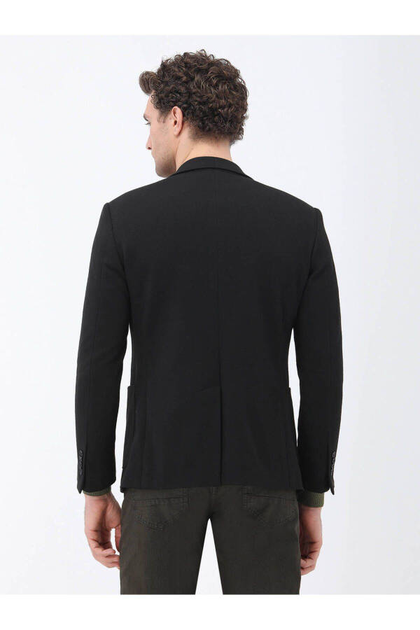 Black Modern Fit Knit Jacket - 5