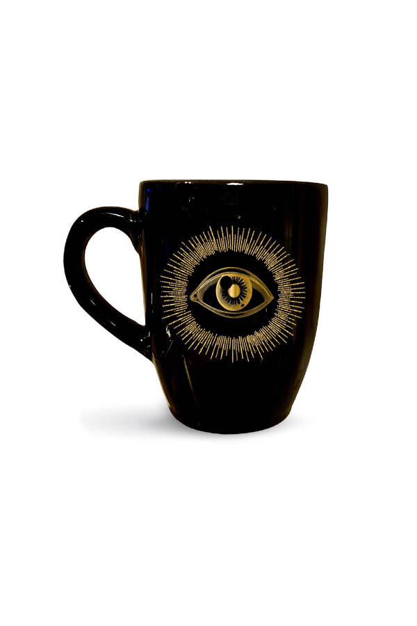 Black Mug with Eye Print Coffee Cup - 1