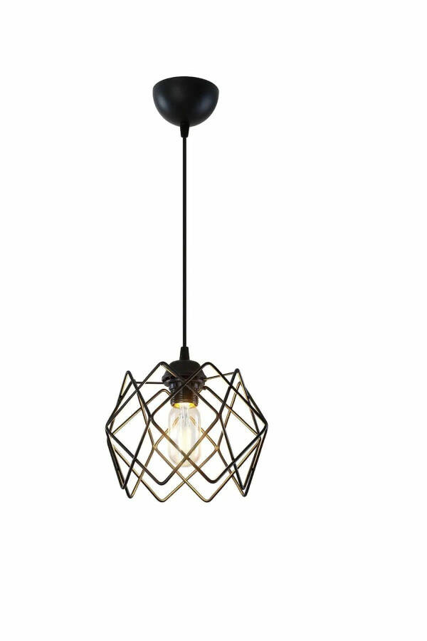 Black Multi-Square Single Pendant Chandelier - 7