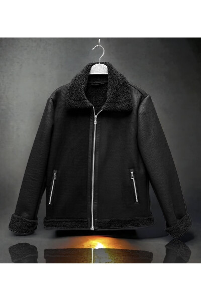 Black Nappa Leather Full Fur Coat - 1