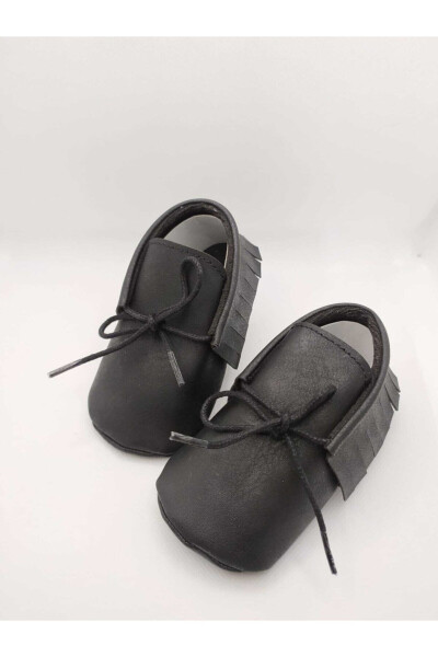 Black Nubuck Leather Unisex Baby Moccasin Slippers Baby Shoes - 1