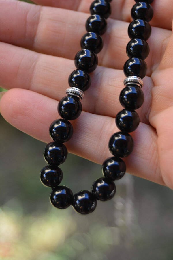 Black Onyx Natural Stone Prayer Beads Gift for Men - 3